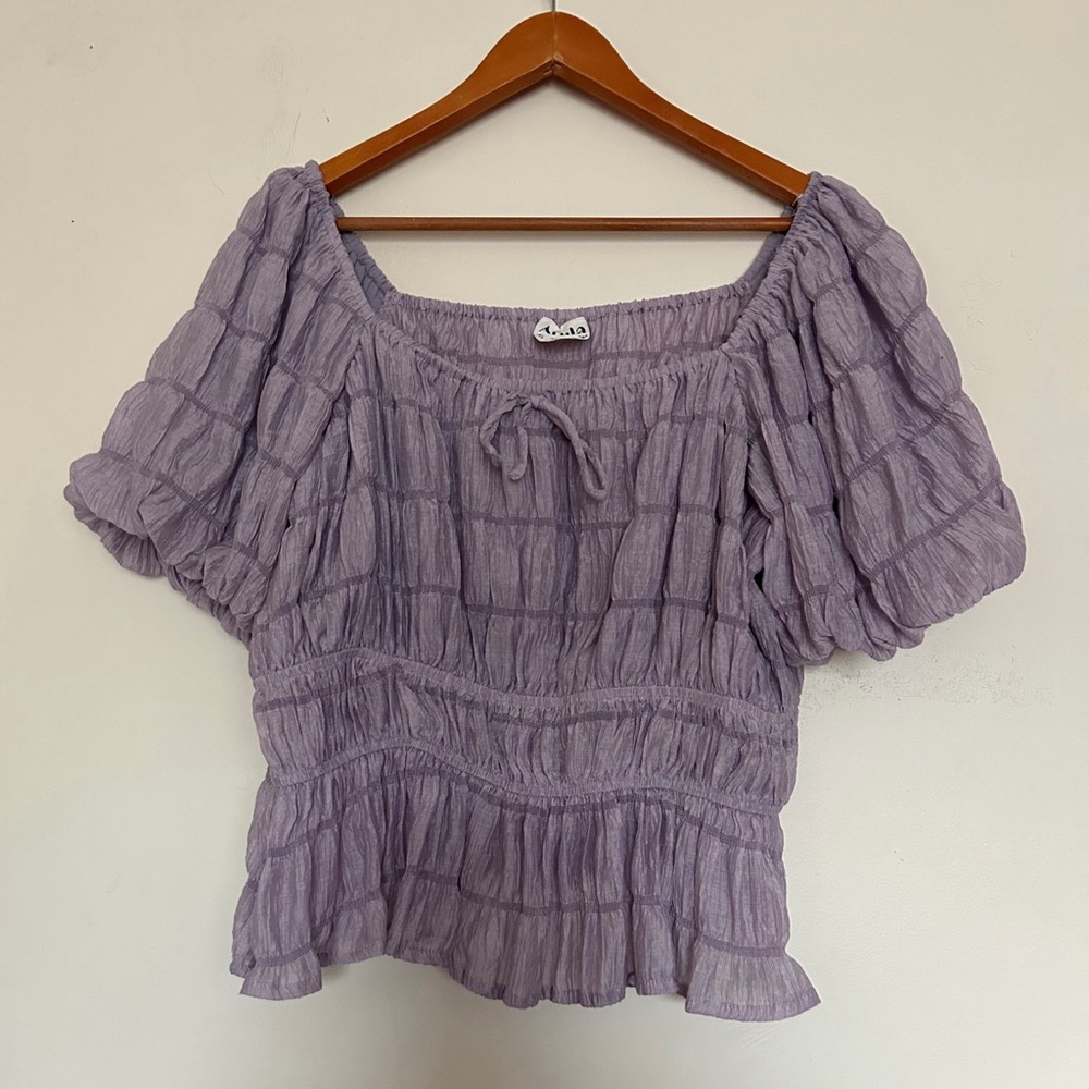 ARULA Purple Smocked Blouse